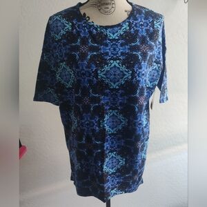 🆕 LuLaRoe Irma style Blue geometric pattern oversized casual t-shirt_XXS